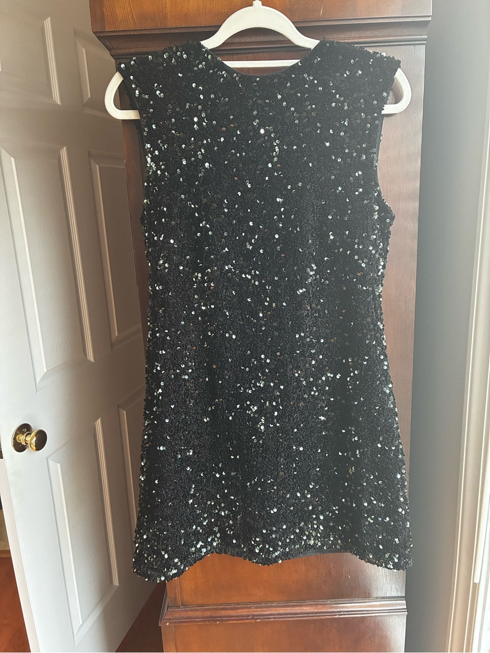 H&M Black Sequin Party Dress Size Medium Sparkly Mini Cocktail Dress - Picture 3 of 7